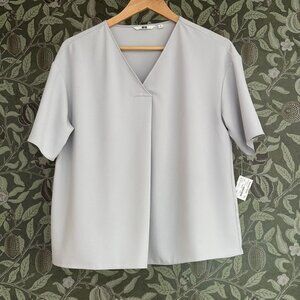 SOLD - Uniqlo Drape Blouse Top Gray - Size M